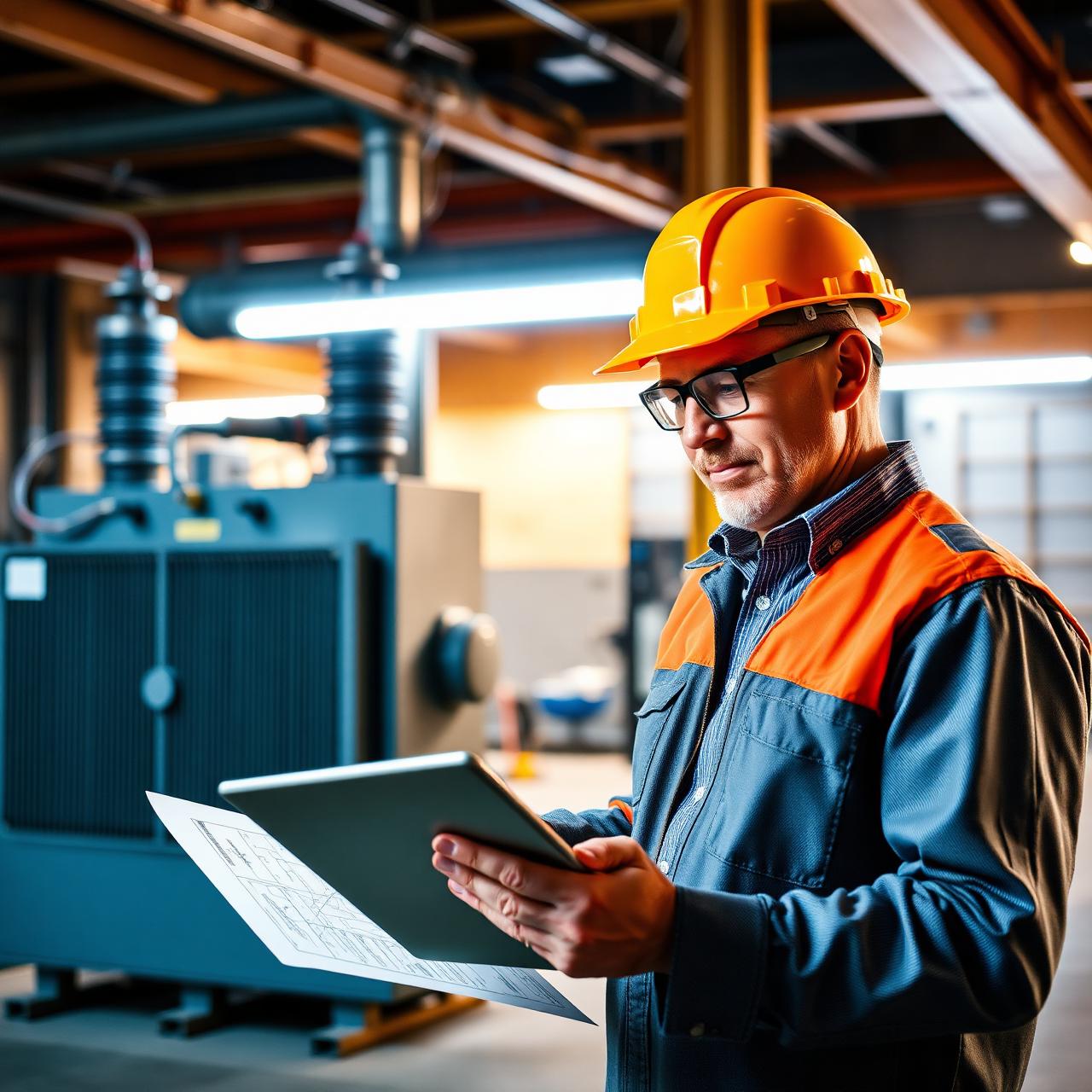 Senior electrical engineer on industrial site